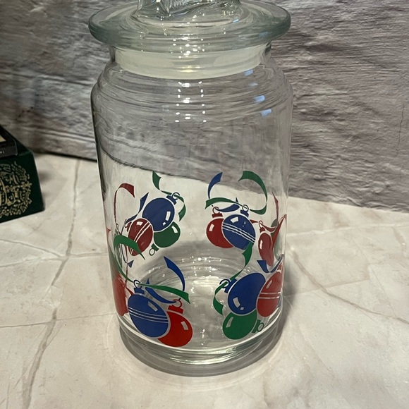 VINTAGE Glass Jar with Lid – Holiday Ornaments Design - Picture 6 of 9